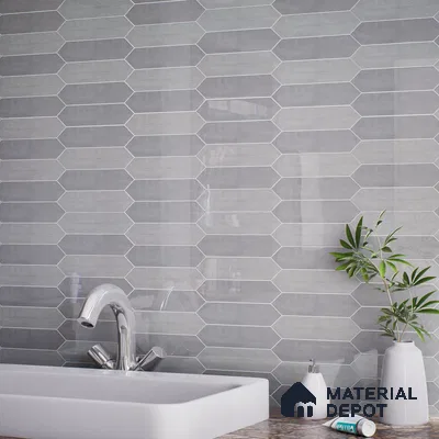 Subway Wall Tile TL 06430 N Lineage Picket Ashwood Highlighter 12 x 3 inch Ceramic Glossy Finish - 10 mm  | Suitable for Accent / Feature Walls, Bathroom, Kitchen Wall & Backsplashes (Sample)