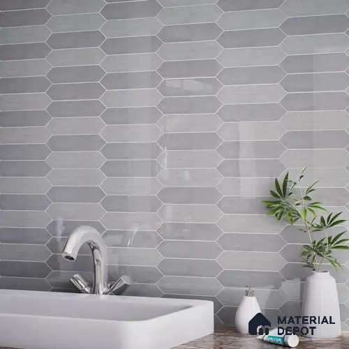 Subway Wall Tile TL 06430 N Lineage Picket Ashwood Highlighter 12 x 3 inch Ceramic Glossy Finish - 10 mm | Suitable for Accent / Feature Walls, Bathroom, Kitchen Wall & Backsplashes