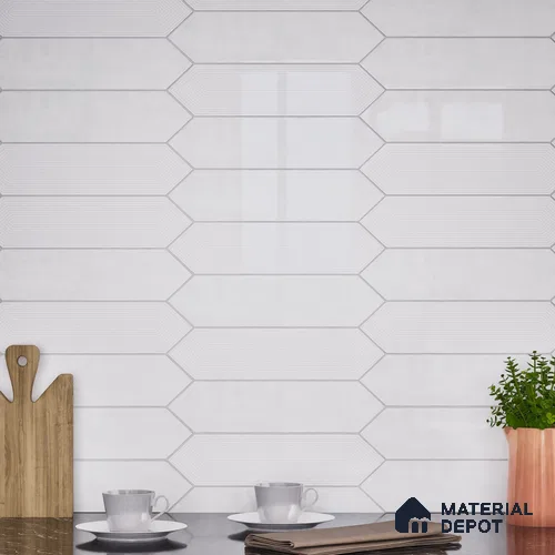 Subway Wall Tile TL 06430 P Lineage Picket Arctic Highlighter 12 x 3 inch Ceramic Glossy Finish - 10 mm  | Suitable for Accent / Feature Walls, Bathroom, Kitchen Wall & Backsplashes