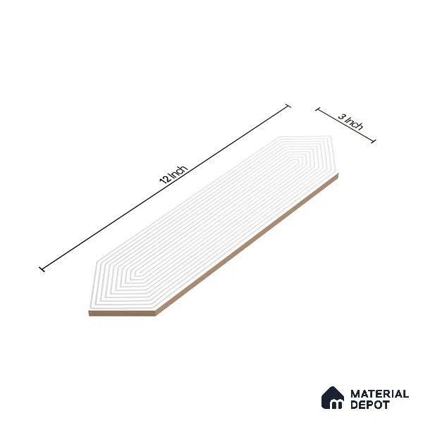 Subway Wall Tile TL 06430 P Lineage Picket Arctic Highlighter 12 x 3 inch Ceramic Glossy Finish - 10 mm  | Suitable for Accent / Feature Walls, Bathroom, Kitchen Wall & Backsplashes (Sample)