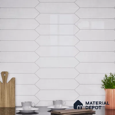 Subway Wall Tile TL 06430 O Lineage Picket Arctic Plain 12 x 3 inch Ceramic Glossy Finish - 10 mm  | Suitable for Accent / Feature Walls, Bathroom, Kitchen Wall & Backsplashes