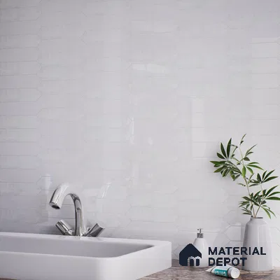 Subway Wall Tile TL 06430 O Lineage Picket Arctic Plain 12 x 3 inch Ceramic Glossy Finish - 10 mm  | Suitable for Accent / Feature Walls, Bathroom, Kitchen Wall & Backsplashes