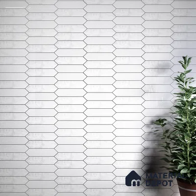Subway Wall Tile TL 06430 O Lineage Picket Arctic Plain 12 x 3 inch Ceramic Glossy Finish - 10 mm  | Suitable for Accent / Feature Walls, Bathroom, Kitchen Wall & Backsplashes