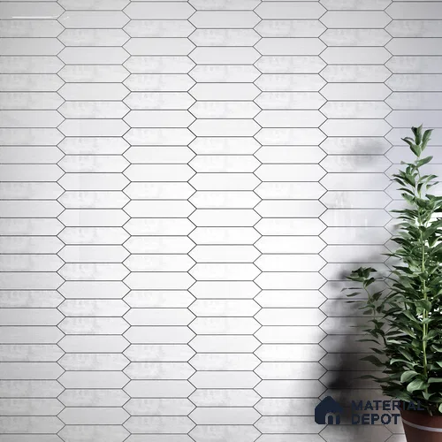 Subway Wall Tile TL 06430 O Lineage Picket Arctic Plain 12 x 3 inch Ceramic Glossy Finish - 10 mm | Suitable for Accent / Feature Walls, Bathroom, Kitchen Wall & Backsplashes