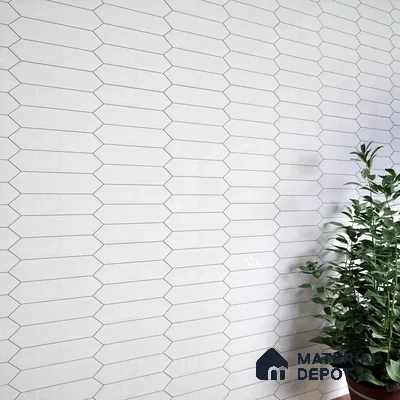 Subway Wall Tile TL 06430 O Lineage Picket Arctic Plain 12 x 3 inch Ceramic Glossy Finish - 10 mm  | Suitable for Accent / Feature Walls, Bathroom, Kitchen Wall & Backsplashes