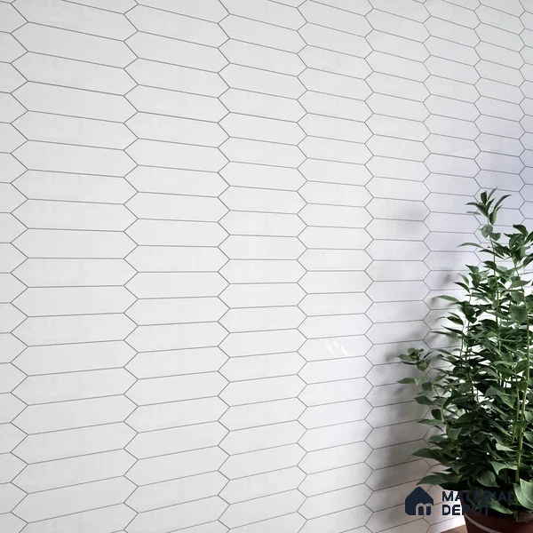 Subway Wall Tile TL 06430 O Lineage Picket Arctic Plain 12 x 3 inch Ceramic Glossy Finish - 10 mm  | Suitable for Accent / Feature Walls, Bathroom, Kitchen Wall & Backsplashes