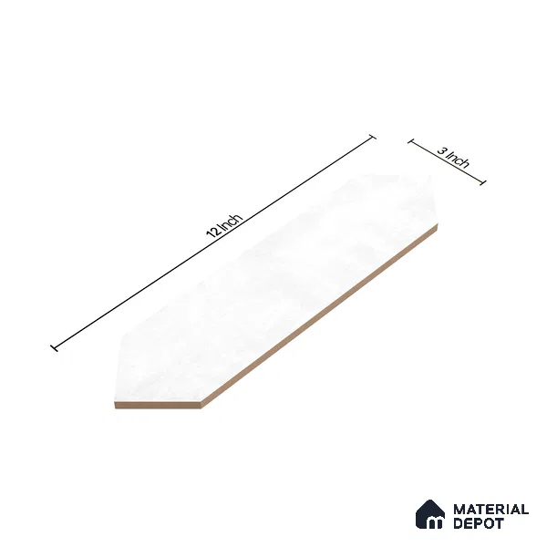 Subway Wall Tile TL 06430 O Lineage Picket Arctic Plain 12 x 3 inch Ceramic Glossy Finish - 10 mm  | Suitable for Accent / Feature Walls, Bathroom, Kitchen Wall & Backsplashes