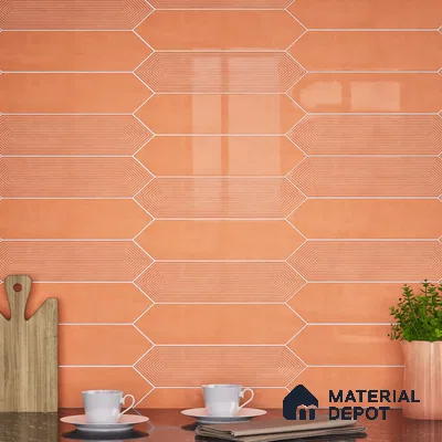 Subway Wall Tile TL 06430 Lineage Picket Sunset Plain 12 x 3 inch Ceramic Glossy Finish - 10 mm  | Suitable for Accent / Feature Walls, Bathroom, Kitchen Wall & Backsplashes