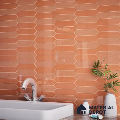 Subway Wall Tile TL 06430 Lineage Picket Sunset Plain 12 x 3 inch Ceramic Glossy Finish - 10 mm  | Suitable for Accent / Feature Walls, Bathroom, Kitchen Wall & Backsplashes