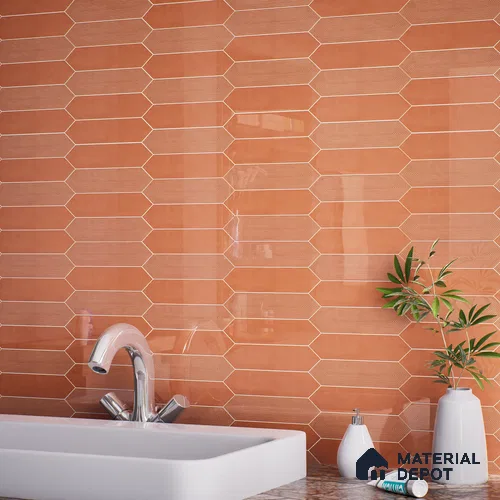 Subway Wall Tile TL 06430 Lineage Picket Sunset Plain 12 x 3 inch Ceramic Glossy Finish - 10 mm  | Suitable for Accent / Feature Walls, Bathroom, Kitchen Wall & Backsplashes