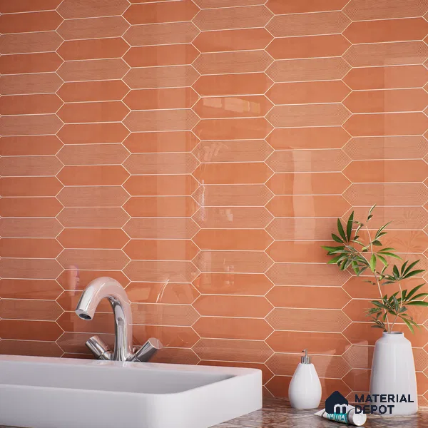 Subway Wall Tile TL 06430 Lineage Picket Sunset Plain 12 x 3 inch Ceramic Glossy Finish - 10 mm  | Suitable for Accent / Feature Walls, Bathroom, Kitchen Wall & Backsplashes