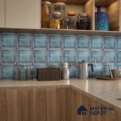 Subway Wall Tile TL 06439 C Glaciera Tidal Plain 8 x 8 inch Ceramic Glossy Finish - 6 mm | 24 Random Design | Suitable for Accent / Feature Walls, Bathroom, Kitchen Wall & Backsplashes (Sample)