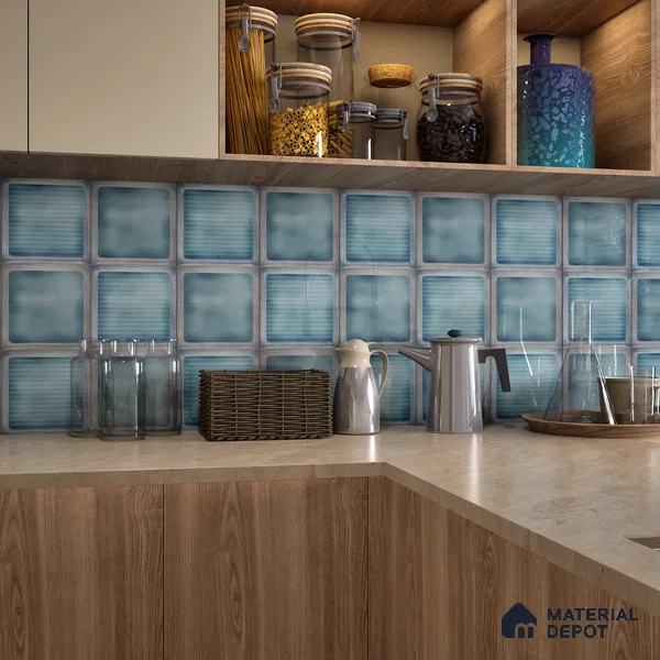 Subway Wall Tile TL 06439 C Glaciera Tidal Plain 8 x 8 inch Ceramic Glossy Finish - 6 mm | 24 Random Design | Suitable for Accent / Feature Walls, Bathroom, Kitchen Wall & Backsplashes (Sample)