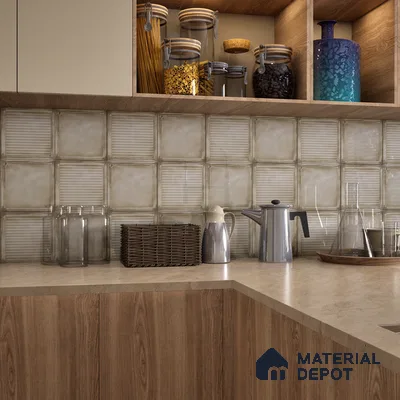 Subway Wall Tile TL 06439 F Glaciera Sandstone Decore 8 x 8 inch Ceramic Glossy Finish - 6 mm | 24 Random Design | Suitable for Accent / Feature Walls, Bathroom, Kitchen Wall & Backsplashes (Sample)