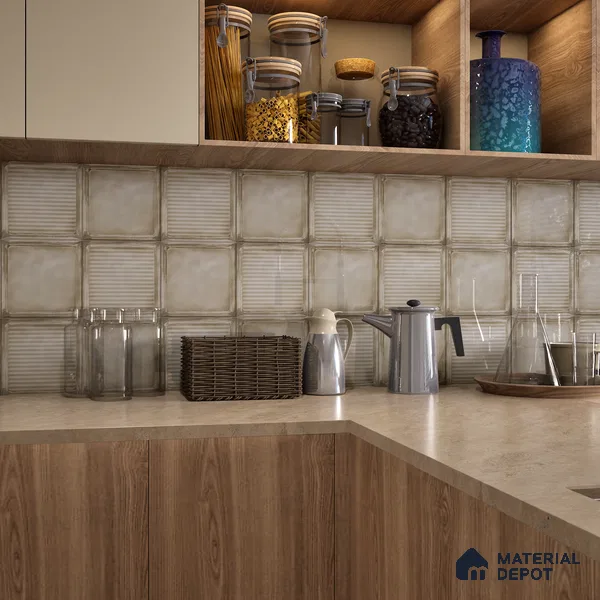 Subway Wall Tile TL 06439 F Glaciera Sandstone Decore 8 x 8 inch Ceramic Glossy Finish - 6 mm | 24 Random Design | Suitable for Accent / Feature Walls, Bathroom, Kitchen Wall & Backsplashes (Sample)