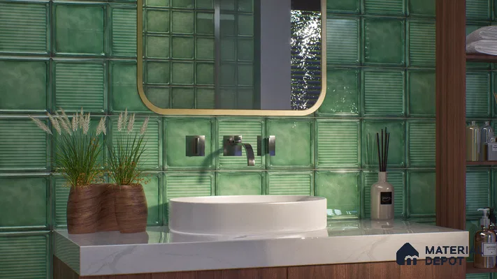 Subway Wall Tile TL 06439 G Glaciera Verdant Plain 8 x 8 inch Ceramic Glossy Finish - 6 mm | 24 Random Design | Suitable for Accent / Feature Walls, Bathroom, Kitchen Wall & Backsplashes (Sample)