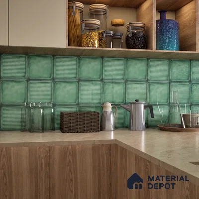 Subway Wall Tile TL 06439 H Glaciera Verdant Decore 8 x 8 inch Ceramic Glossy Finish - 6 mm | 24 Random Design | Suitable for Accent / Feature Walls, Bathroom, Kitchen Wall & Backsplashes (Sample)