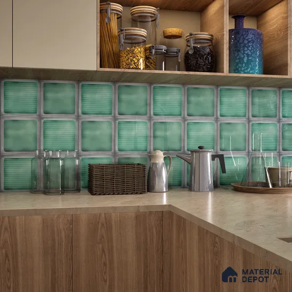 Subway Wall Tile TL 06439 I Glaciera Forest Plain 8 x 8 inch Ceramic Glossy Finish - 6 mm | 24 Random Design | Suitable for Accent / Feature Walls, Bathroom, Kitchen Wall & Backsplashes (Sample)