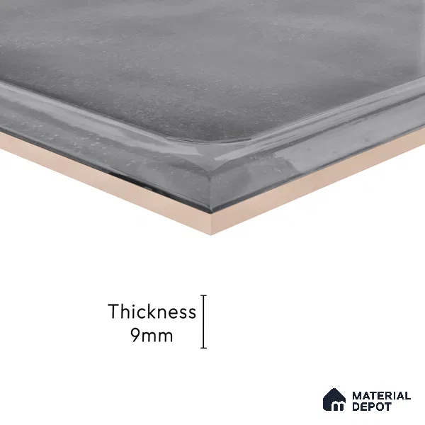 Subway Wall Tile TL 06439 K Glaciera Slate Plain 8 x 8 inch Ceramic Glossy Finish - 6 mm | 24 Random Design | Suitable for Accent / Feature Walls, Bathroom, Kitchen Wall & Backsplashes (Sample)