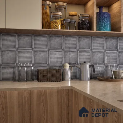 Subway Wall Tile TL 06439 K Glaciera Slate Plain 8 x 8 inch Ceramic Glossy Finish - 6 mm | 24 Random Design | Suitable for Accent / Feature Walls, Bathroom, Kitchen Wall & Backsplashes (Sample)