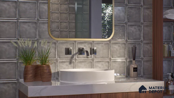 Subway Wall Tile TL 06439 L Glaciera Slate Decore 8 x 8 inch Ceramic Glossy Finish - 6 mm | 24 Random Design | Suitable for Accent / Feature Walls, Bathroom, Kitchen Wall & Backsplashes (Sample)