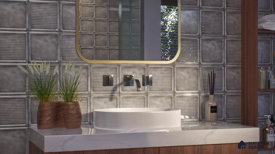 Subway Wall Tile TL 06439 L Glaciera Slate Decore 8 x 8 inch Ceramic Glossy Finish - 6 mm | 24 Random Design | Suitable for Accent / Feature Walls, Bathroom, Kitchen Wall & Backsplashes (Sample)