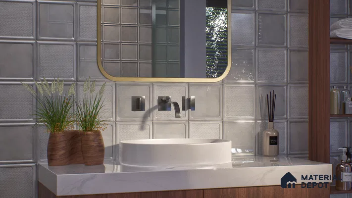Subway Wall Tile TL 06439 M Glaciera Pearl 8 x 8 inch Ceramic Glossy Finish - 6 mm | 24 Random Design | Suitable for Accent / Feature Walls, Bathroom, Kitchen Wall & Backsplashes (Sample)