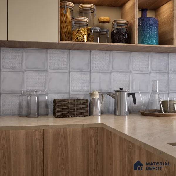 Subway Wall Tile TL 06439 M Glaciera Pearl 8 x 8 inch Ceramic Glossy Finish - 6 mm | 24 Random Design | Suitable for Accent / Feature Walls, Bathroom, Kitchen Wall & Backsplashes (Sample)