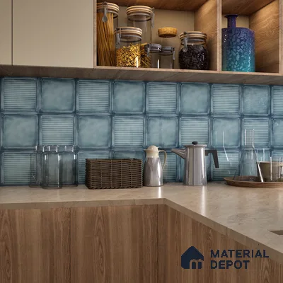 Subway Wall Tile TL 06439 Glaciera Lagoon Plain 8 x 8 inch Ceramic Glossy Finish - 6 mm | 24 Random Design | Suitable for Accent / Feature Walls, Bathroom, Kitchen Wall & Backsplashes (Sample)