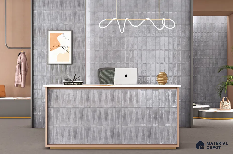 Subway Wall Tile TL 06164 D Solara Lunar Stone Base 9 x 3 inch Ceramic Glossy Finish - 10 mm | 25 Random Design | Suitable for Accent / Feature Walls, Bathroom, Kitchen Wall & Backsplashes