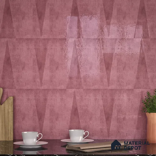 Subway Wall Tile TL 06164 B Solara Coral Blush Base 9 x 3 inch Ceramic Glossy Finish - 10 mm | 25 Random Design | Suitable for Accent / Feature Walls, Bathroom, Kitchen Wall & Backsplashes