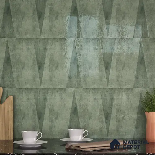 Subway Wall Tile TL 06164 K Solara Forest Green Decor 9 x 3 inch Ceramic Glossy Finish - 10 mm | 25 Random Design | Suitable for Accent / Feature Walls, Bathroom, Kitchen Wall & Backsplashes