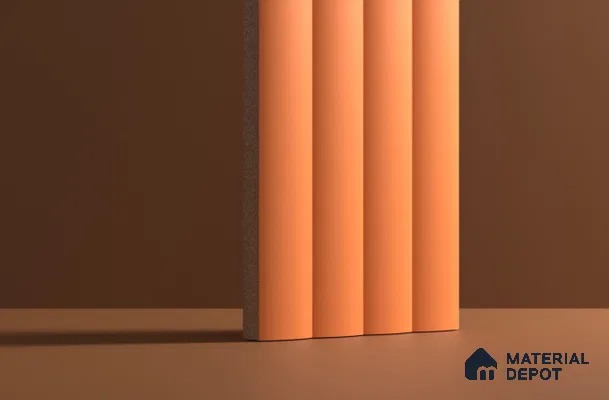 Fluted Subway Wall Tile TL 06165 H Whistle Amber Clay 12 x 3 inch Ceramic Matte Finish - 10 mm  | Suitable for Accent / Feature Walls, Bathroom, Kitchen Wall & Backsplashes
