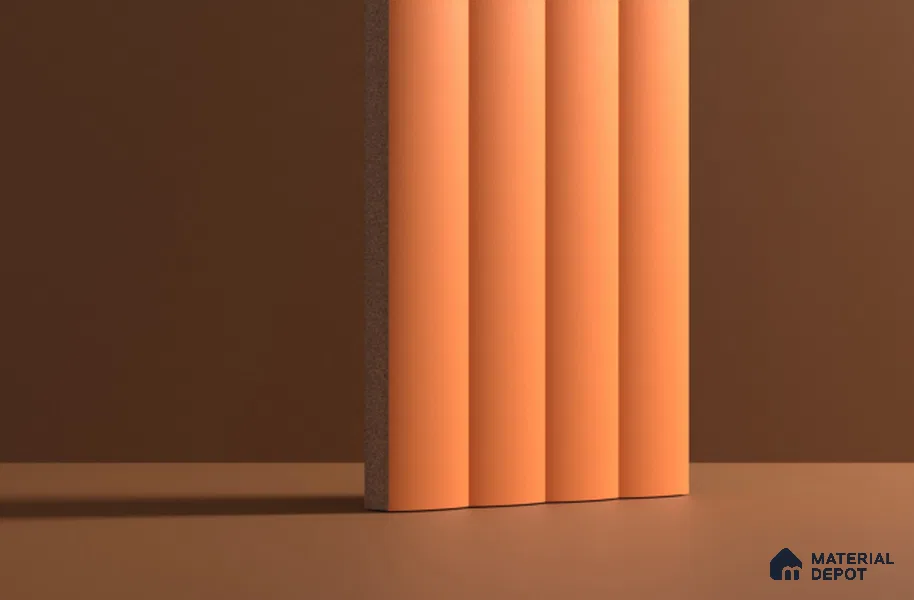 Fluted Subway Wall Tile TL 06165 H Whistle Amber Clay 12 x 3 inch Ceramic Matte Finish - 10 mm  | Suitable for Accent / Feature Walls, Bathroom, Kitchen Wall & Backsplashes