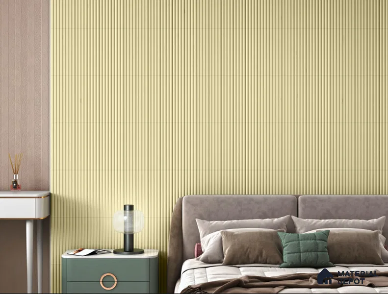 Fluted Subway Wall Tile TL 06165 B Whistle Glow Whisper 12 x 3 inch Ceramic Matte Finish - 10 mm  | Suitable for Accent / Feature Walls, Bathroom, Kitchen Wall & Backsplashes (Sample)