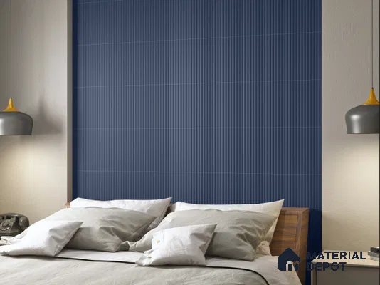 Fluted Subway Wall Tile TL 06165 D Whistle Indigo Drift 12 x 3 inch Ceramic Matte Finish - 10 mm  | Suitable for Accent / Feature Walls, Bathroom, Kitchen Wall & Backsplashes