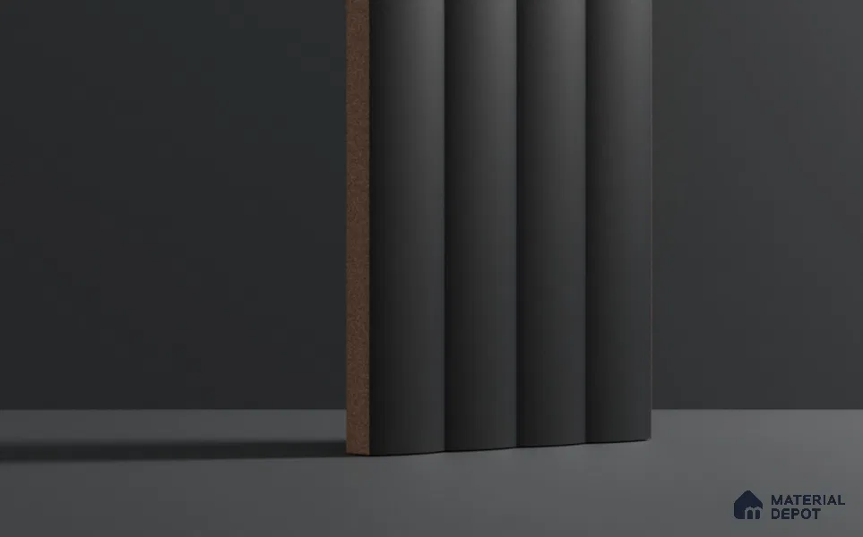 Fluted Subway Wall Tile TL 06165 C Whistle Raven Shadow 12 x 3 inch Ceramic Matte Finish - 10 mm  | Suitable for Accent / Feature Walls, Bathroom, Kitchen Wall & Backsplashes (Sample)