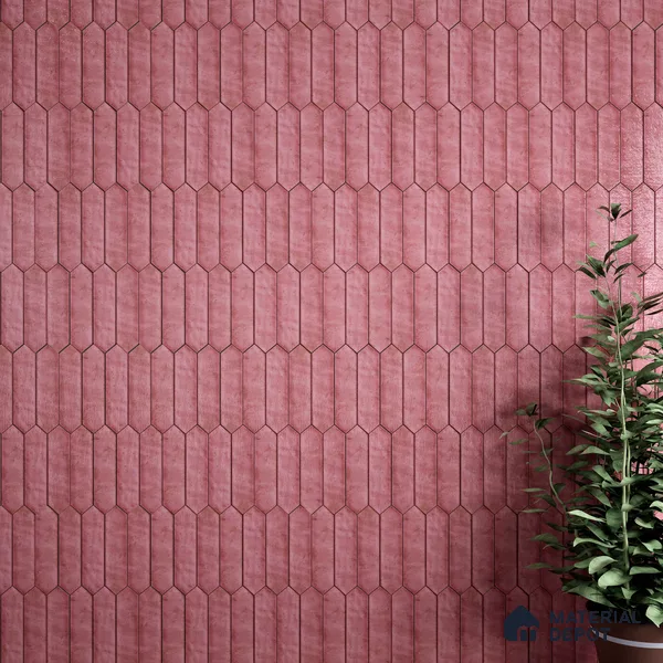 Subway Wall Tile TL 06163 C Cavalier Picket Rose Glow 12 x 3 inch Ceramic Glossy Finish - 10 mm | 16 Random Design | Suitable for Accent / Feature Walls, Bathroom, Kitchen Wall & Backsplashes