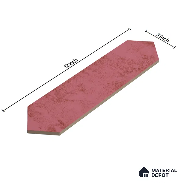 Subway Wall Tile TL 06163 C Cavalier Picket Rose Glow 12 x 3 inch Ceramic Glossy Finish - 10 mm | 16 Random Design | Suitable for Accent / Feature Walls, Bathroom, Kitchen Wall & Backsplashes