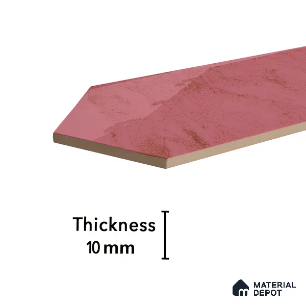 Subway Wall Tile TL 06163 C Cavalier Picket Rose Glow 12 x 3 inch Ceramic Glossy Finish - 10 mm | 16 Random Design | Suitable for Accent / Feature Walls, Bathroom, Kitchen Wall & Backsplashes