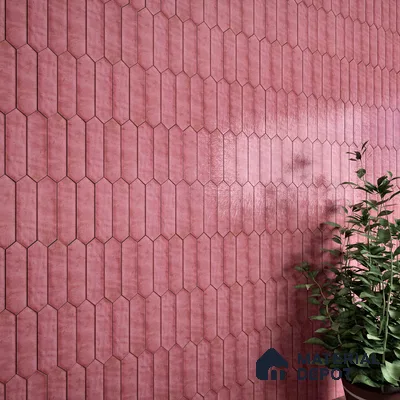 Subway Wall Tile TL 06163 C Cavalier Picket Rose Glow 12 x 3 inch Ceramic Glossy Finish - 10 mm | 16 Random Design | Suitable for Accent / Feature Walls, Bathroom, Kitchen Wall & Backsplashes