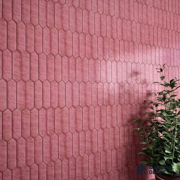 Subway Wall Tile TL 06163 C Cavalier Picket Rose Glow 12 x 3 inch Ceramic Glossy Finish - 10 mm | 16 Random Design | Suitable for Accent / Feature Walls, Bathroom, Kitchen Wall & Backsplashes