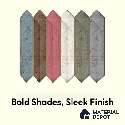 Subway Wall Tile TL 06163 C Cavalier Picket Rose Glow 12 x 3 inch Ceramic Glossy Finish - 10 mm | 16 Random Design | Suitable for Accent / Feature Walls, Bathroom, Kitchen Wall & Backsplashes