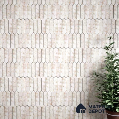 Subway Wall Tile TL 06163 D Cavalier Picket Snow Pearl 12 x 3 inch Ceramic Glossy Finish - 10 mm | 16 Random Design | Suitable for Accent / Feature Walls, Bathroom, Kitchen Wall & Backsplashes (Sample)