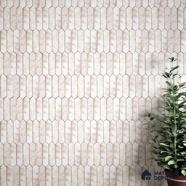 Subway Wall Tile TL 06163 D Cavalier Picket Snow Pearl 12 x 3 inch Ceramic Glossy Finish - 10 mm | 16 Random Design | Suitable for Accent / Feature Walls, Bathroom, Kitchen Wall & Backsplashes (Sample)