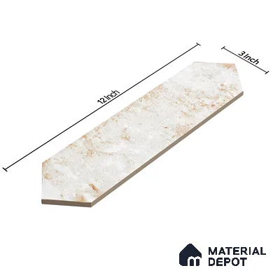 Subway Wall Tile TL 06163 D Cavalier Picket Snow Pearl 12 x 3 inch Ceramic Glossy Finish - 10 mm | 16 Random Design | Suitable for Accent / Feature Walls, Bathroom, Kitchen Wall & Backsplashes (Sample)