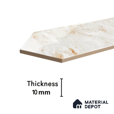 Subway Wall Tile TL 06163 D Cavalier Picket Snow Pearl 12 x 3 inch Ceramic Glossy Finish - 10 mm | 16 Random Design | Suitable for Accent / Feature Walls, Bathroom, Kitchen Wall & Backsplashes (Sample)
