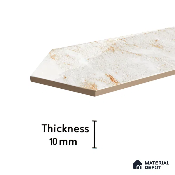 Subway Wall Tile TL 06163 D Cavalier Picket Snow Pearl 12 x 3 inch Ceramic Glossy Finish - 10 mm | 16 Random Design | Suitable for Accent / Feature Walls, Bathroom, Kitchen Wall & Backsplashes (Sample)