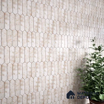 Subway Wall Tile TL 06163 D Cavalier Picket Snow Pearl 12 x 3 inch Ceramic Glossy Finish - 10 mm | 16 Random Design | Suitable for Accent / Feature Walls, Bathroom, Kitchen Wall & Backsplashes (Sample)