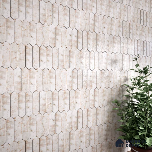 Subway Wall Tile TL 06163 D Cavalier Picket Snow Pearl 12 x 3 inch Ceramic Glossy Finish - 10 mm | 16 Random Design | Suitable for Accent / Feature Walls, Bathroom, Kitchen Wall & Backsplashes (Sample)